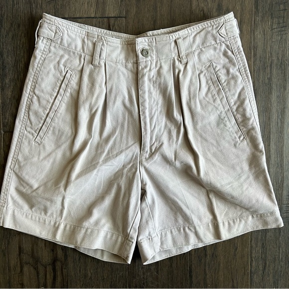 Vintage Dockers Khaki Shorts High Rise Adjustable Waist 90s Style - Picture 1 of 6